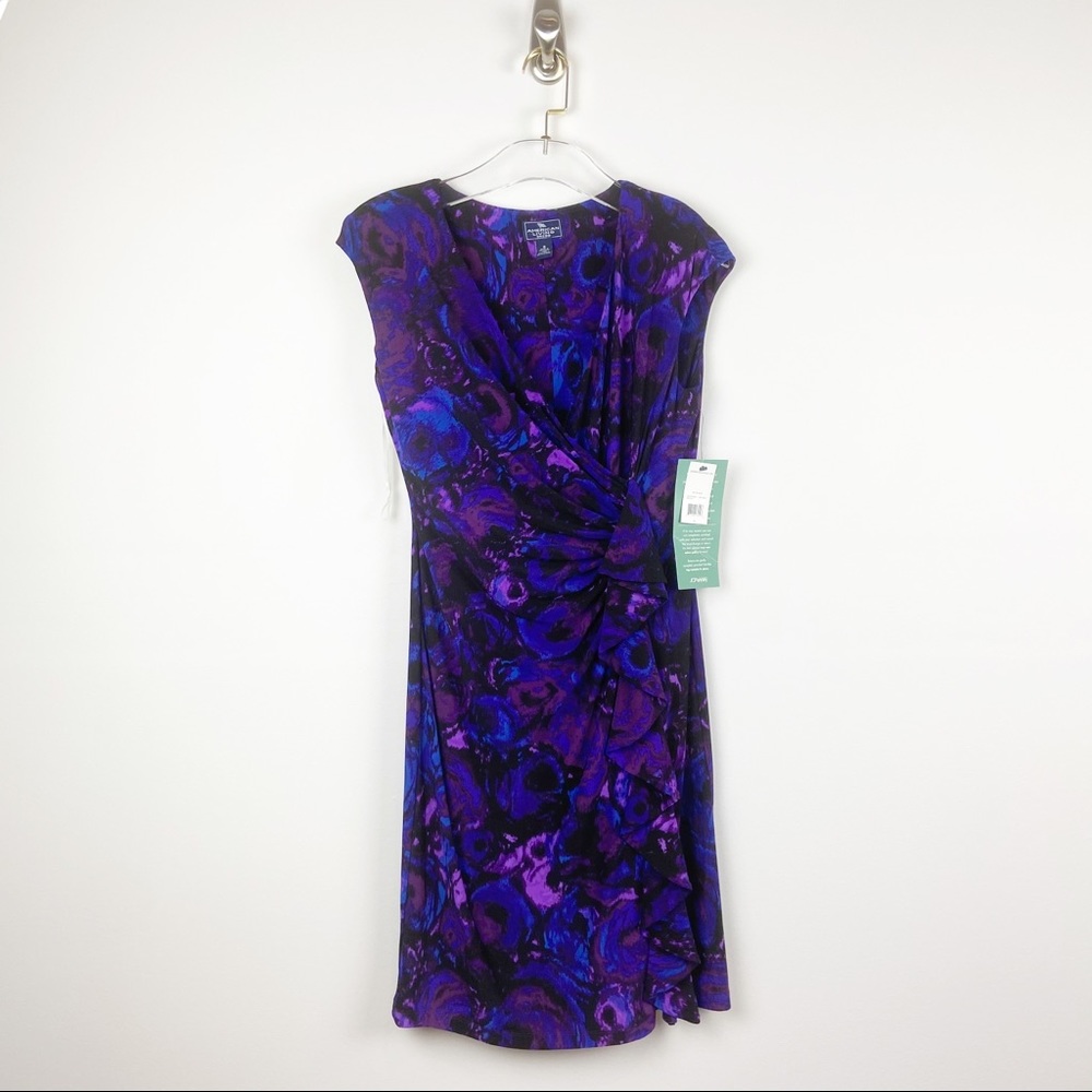 NWT American Living V Neck Purple Floral Dress 8